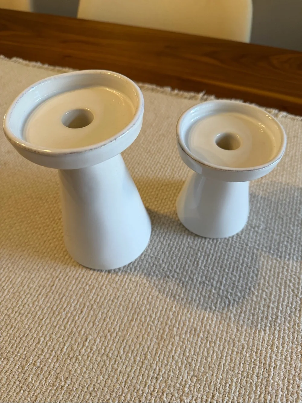 Crate&Barrel Marin White Ceramic Candle Holders - Taper & Pillar Set
